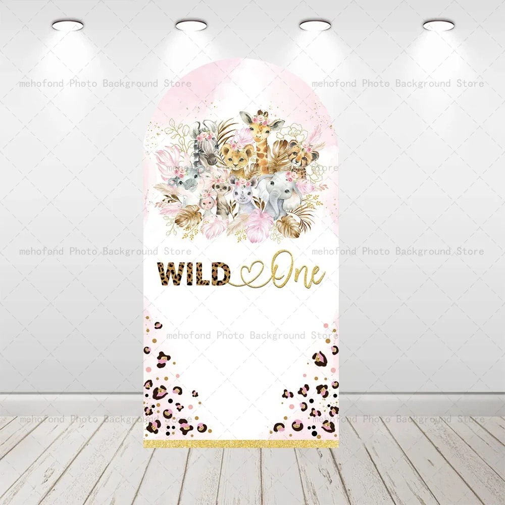 ฉากหลังลายเสือดาวสีชมพูธีมวันเกิดเด็ก สำหรับตกแต่งงานปาร์ตี้เด็ก ถ่ายภาพในสตูดิโอ