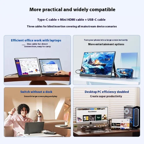 Imagen 2 del producto ARZOPA monitor portátil 4k144hz pantalla secundaria portátil pantalla extendida con pantalla externa audio y vídeo entretenimiento de oficina
