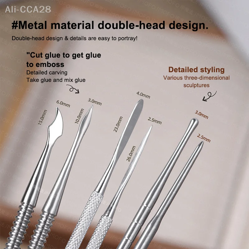 3 szt. Dwustronne szpatułki do zdobienia paznokci, pisaki do rzeźbienia żelu UV, końcówki do malowania, narzędzia do manicure do tworzenia wzorów kwiatowych w nail art.