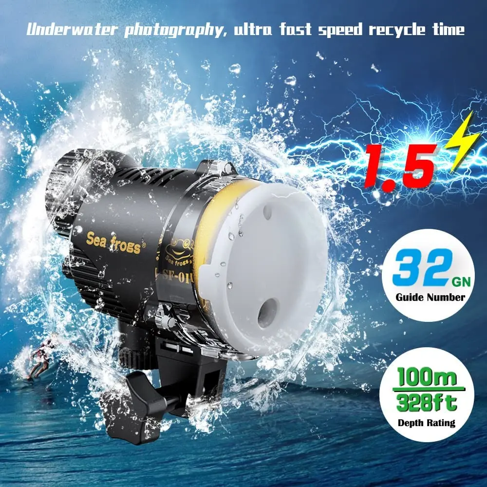 Seafrogs SF-01 325ft Underwater Strobe Waterproof Camera Flash Light for Sony Canon Fujifilm Nikon Underwater Camera Housings