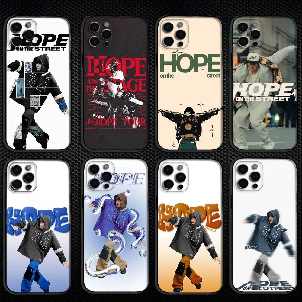 

Singer j-hope Hope On The Stree Phone Case For iPhone 16,15,14,13,12,11 Plus,Pro Max, Soft Silicone Black Cover