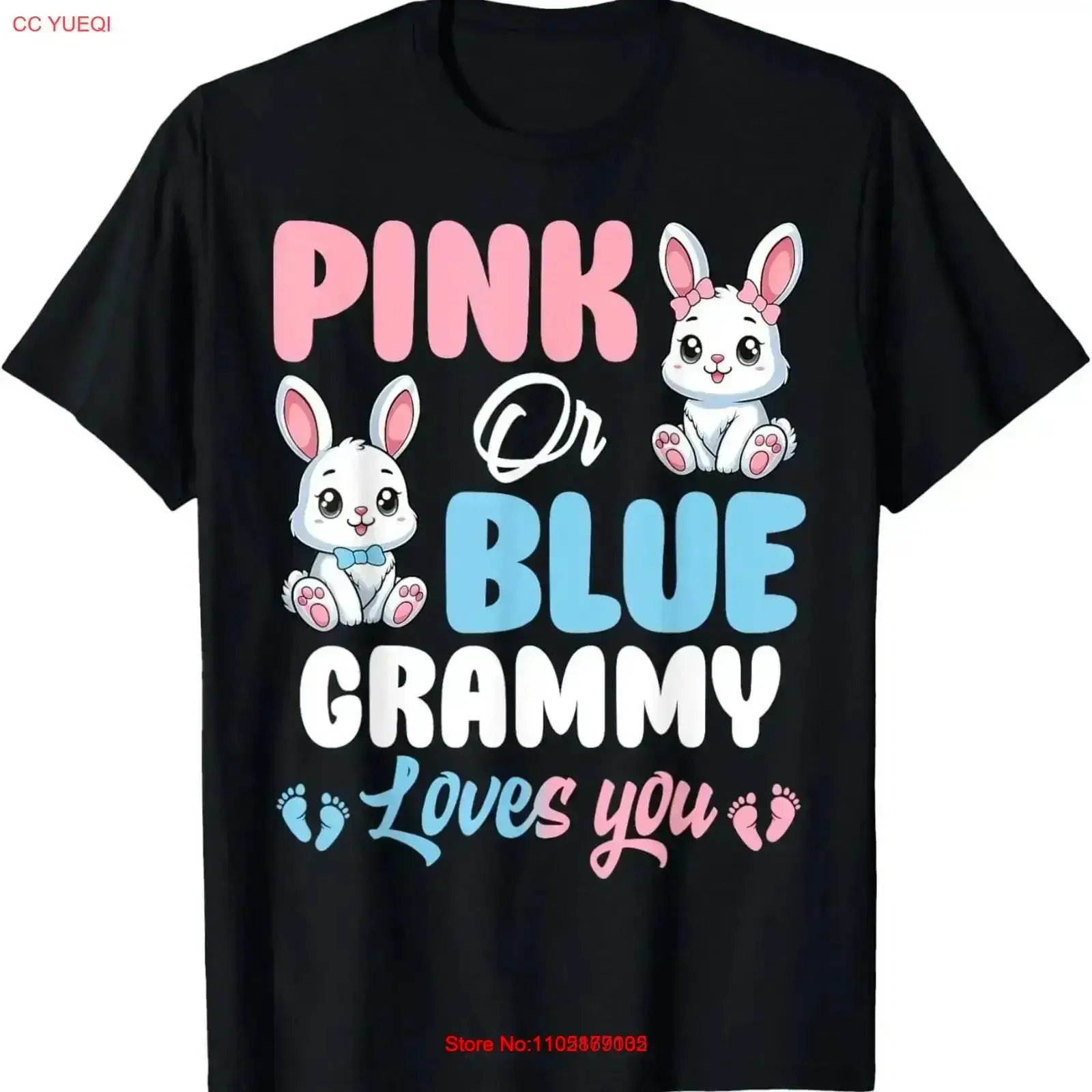 Pink Or Blue Grammy Loves You Bunny Gender Reveal Party T Shirt vintage Washed designer clothes Top For Everyday Wear fashion