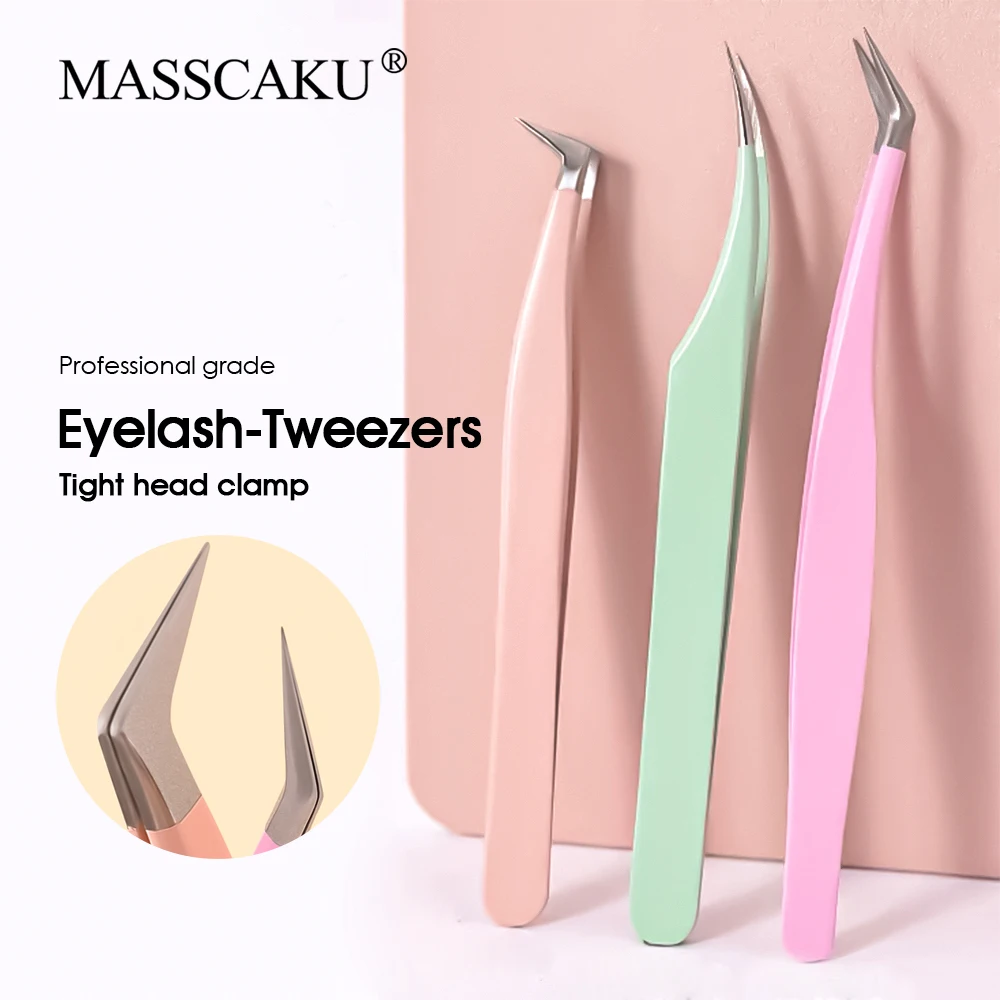 High Quality Set of 3 Stable High Elasticity Lashes Graft Tools Individual Waterproof Imported 402 Stainless Steel Lash Tweezers