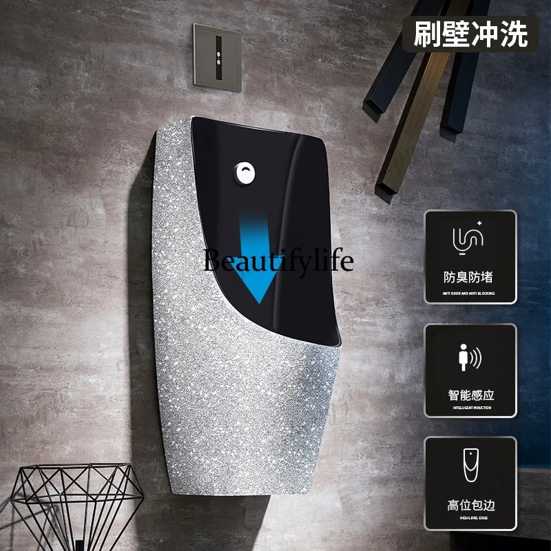 Household induction urinal Men's floor-to-ceiling wall-mounted deodorant urinal Adult ceramic urinal