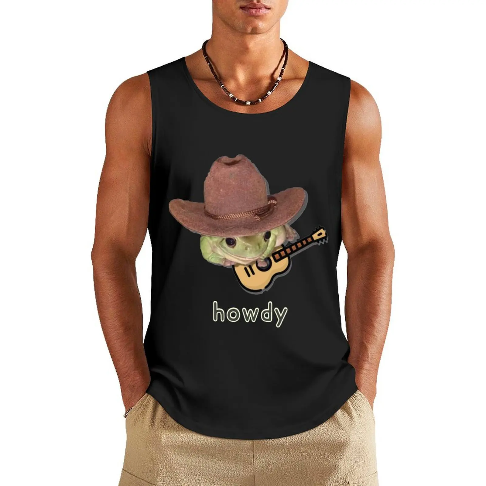 Cowboy Frog Tank Top gym accessories men plain t-shirt