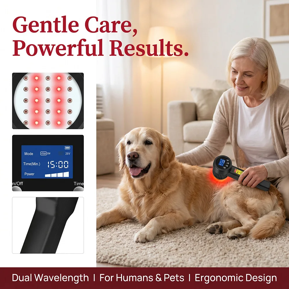Dual Wavelength 650nm 808nm Class IV Laser Therapy 5W Deep Tissue Healing Device Professional Medical Cold Laser for Pain Osteoarthritis Wound Healing Inflammation