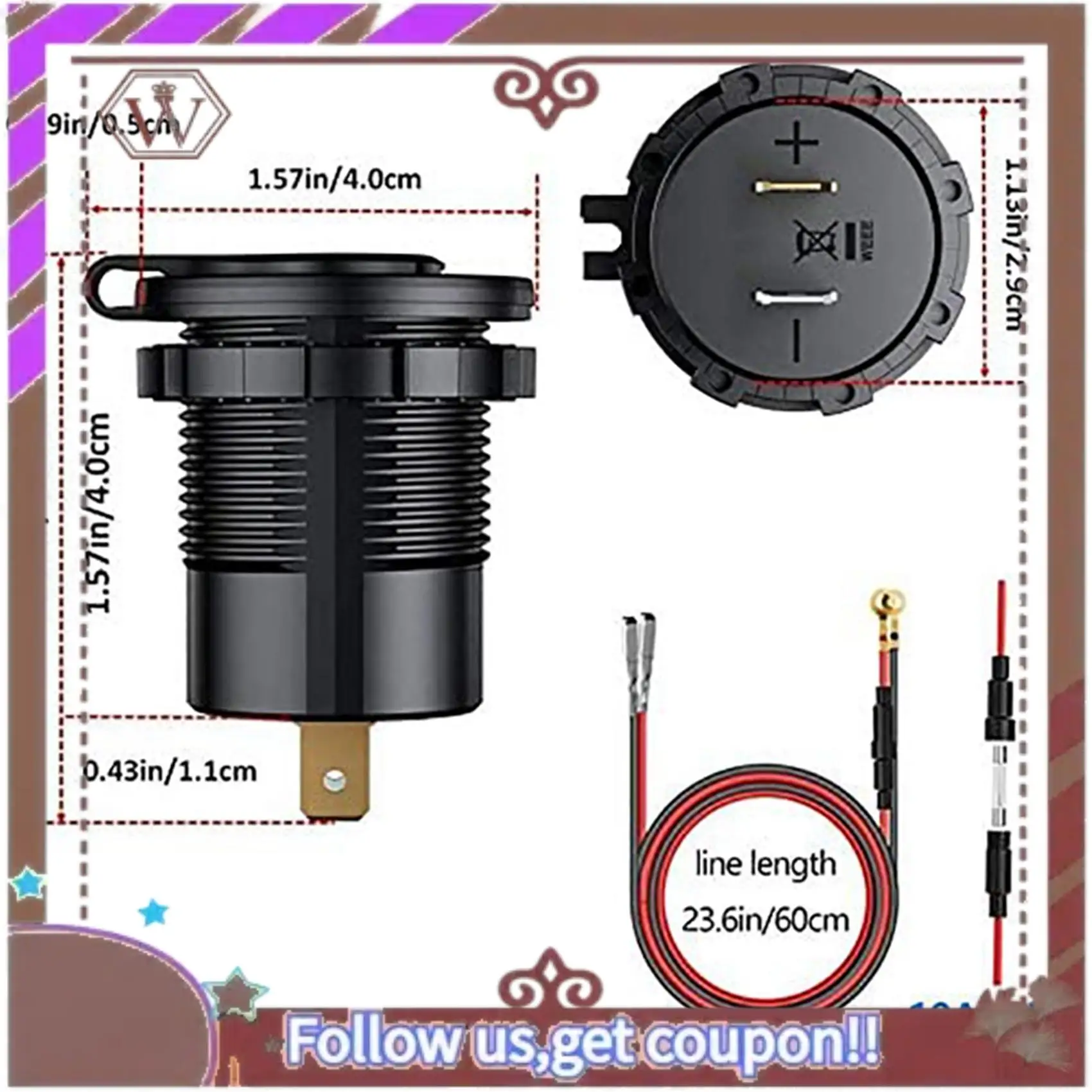 ล่าสุด 4X PD ประเภท C USB Car Charger และ QC 3.0 Quick Charger 12V Power Outlet ซ็อกเก็ตพร้อมสวิตช์เปิด/ปิด,สีแดง