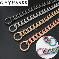 Cadena de aluminio grueso de arcoíris, accesorio de peso ligero, piezas de bolsa, asas, correas de bolso, 5 colores, 22mm