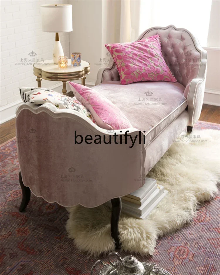 N178  European retro fabric concubine chair concubine couch American rural high-end concubine sofa9344