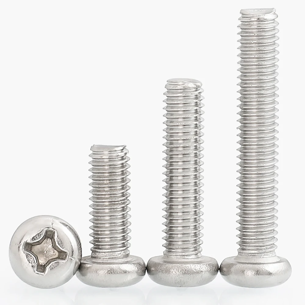 100 pz viti a testa tonda con intaglio a croce PM M1.2 M1.4 M1.6 M2 M2.5 A2-70 vite a croce in acciaio inossidabile