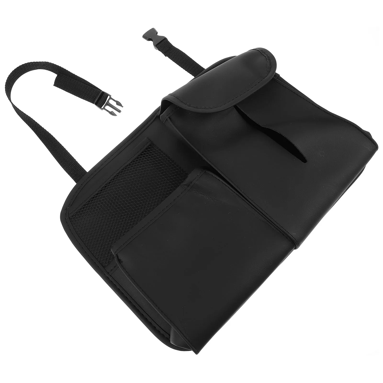 

Backseat Organizer Black Canvas Headrest Bag Chair Tissue Box Seat Storage Trash Can Snack Holder Car Interior Organizers Car