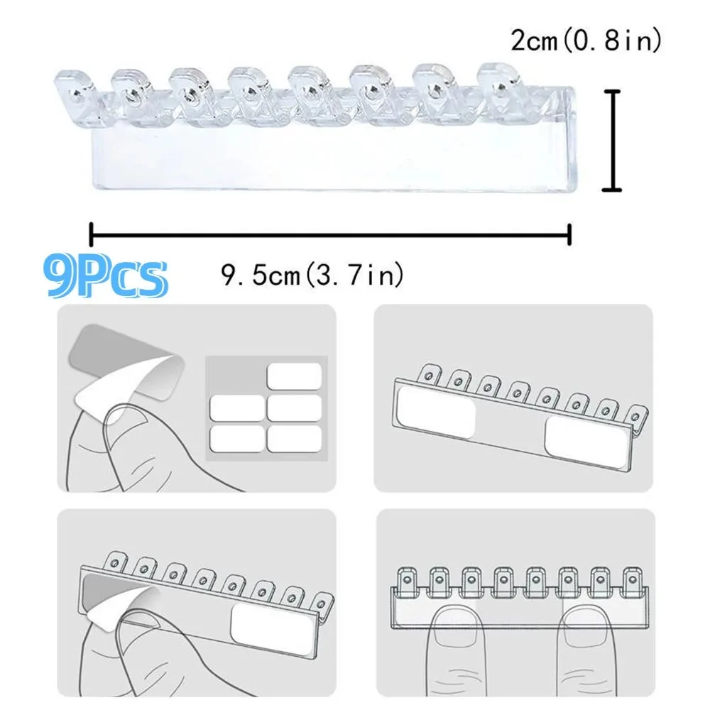 9 個 8 フックネックレスホルダー透明壁掛けイヤリングネックレスオーガナイザー非穴あき多機能