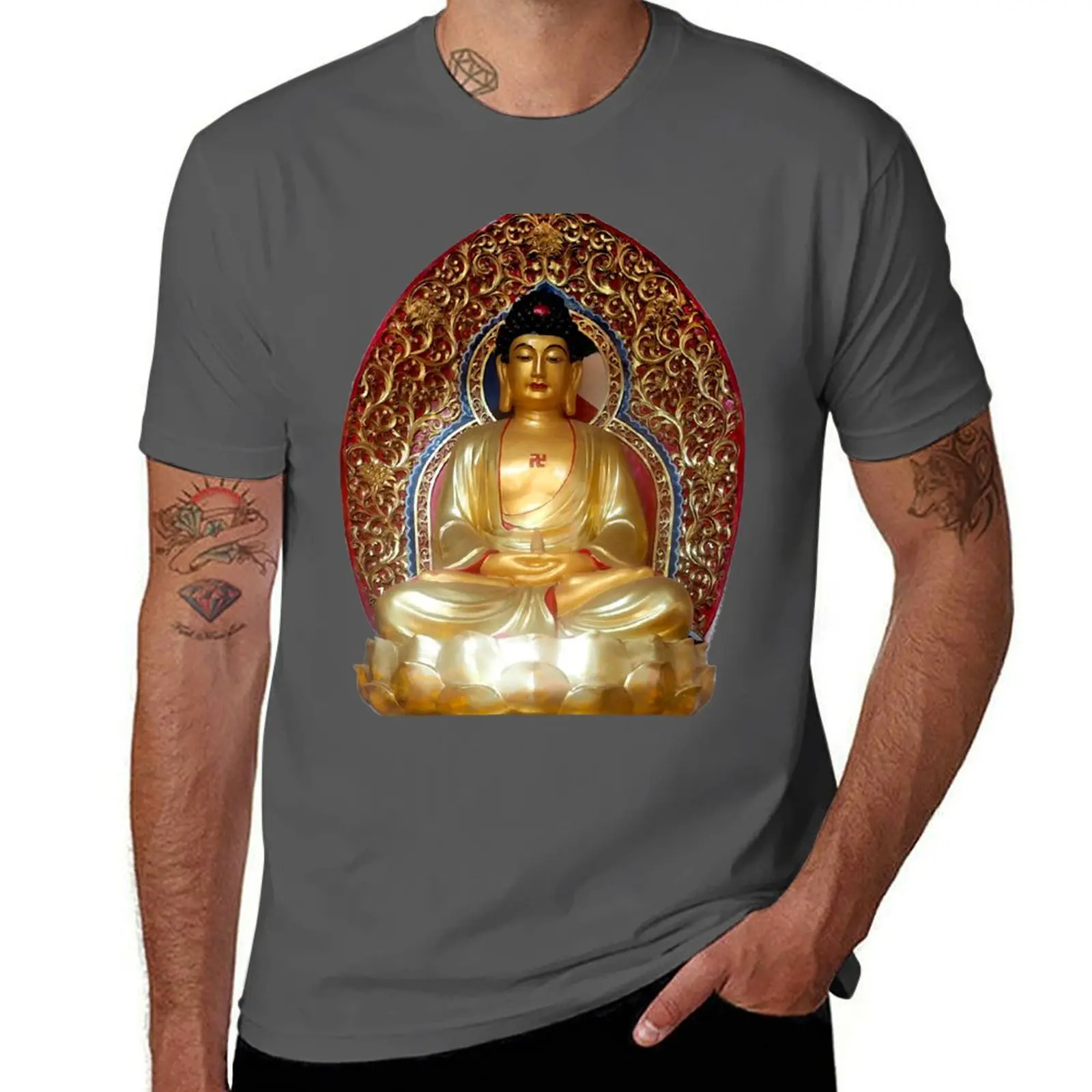 Golden Buddha T-Shirt Casual Loose Fit Short Sleeve T-Shirt