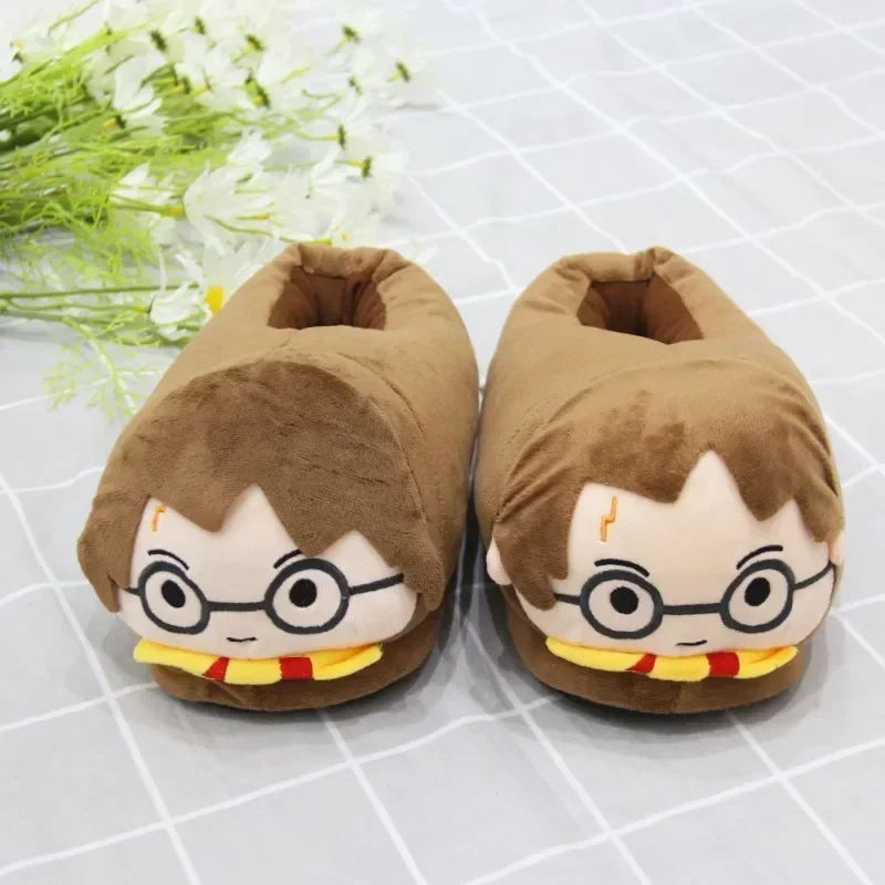 Anime Cute Figure Cotton Slippers Kids Winter Warm Full Pack Slippers Plush Home Cotton Slippers Christmas Decoration Gift