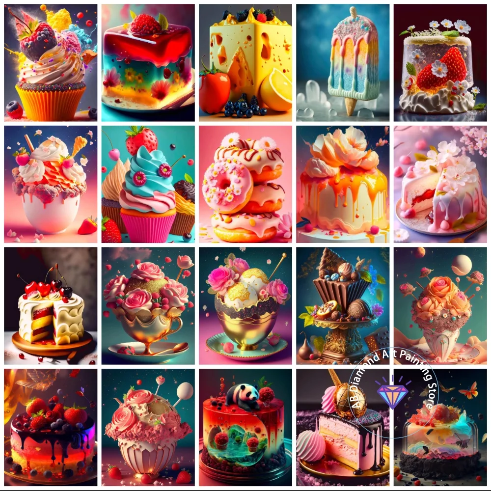 

New Ice Cream Cake AB Diamond Painting Kit Square Round Diamond 5D DIY Mosaic Handmade Art Adult Exquisite Gift Home Decoration