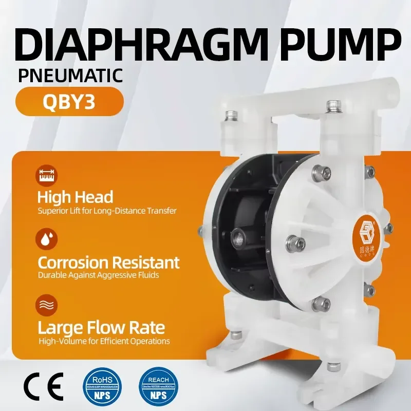 QBY3-10s PP PTFE Acid-Resistant Pneumatic Pump Water Oil Chemical Air Operated Pump