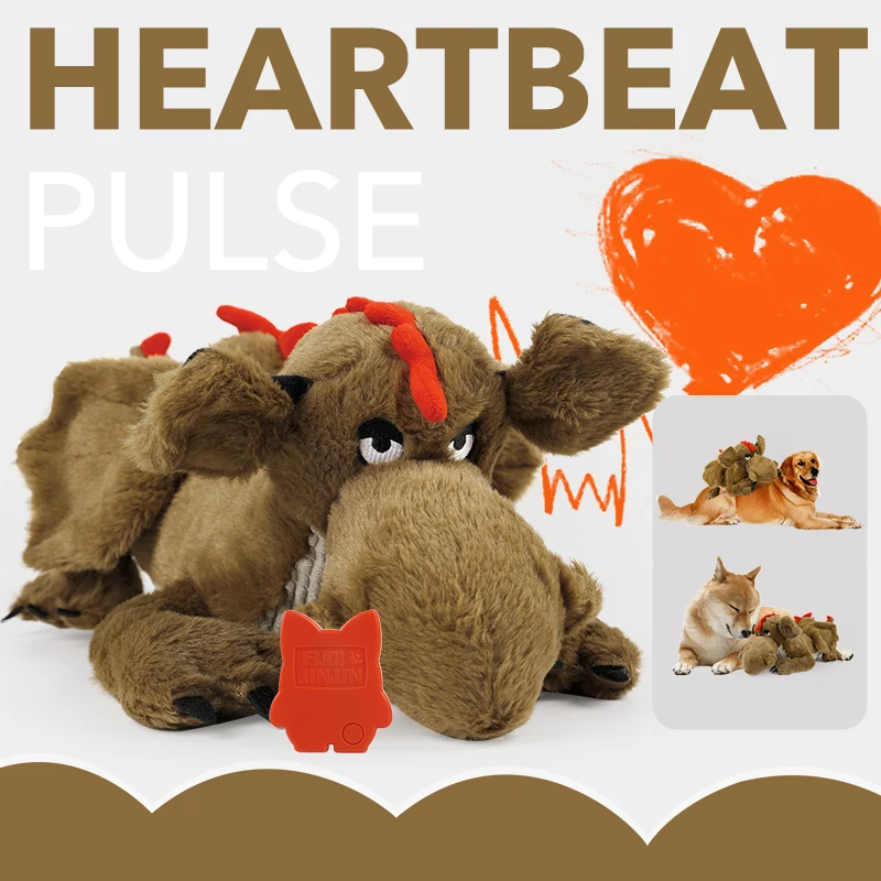 

Fire Dragon Christmas Gift Dog Heartbeat Toy Puppy Behavioral Training Aid Plush Pet Companion Sleep Aid Smart Dog Toy