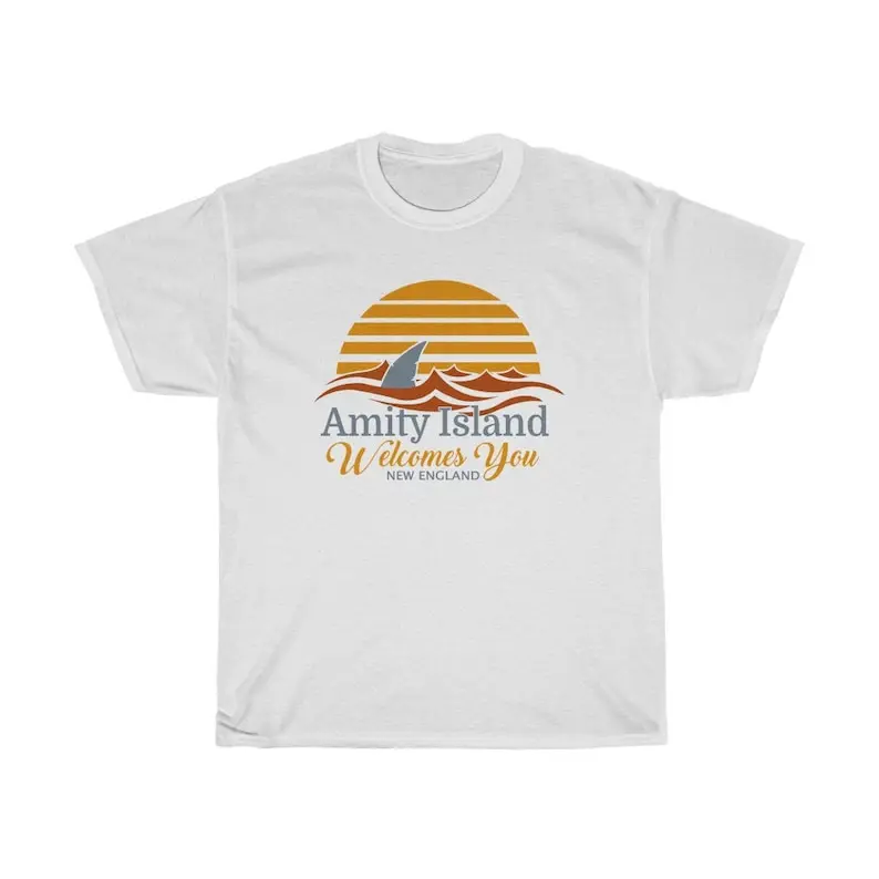 Amity Island Beach Quint's Shark Fishing Navy Black T-Shirt Size S to 5XL