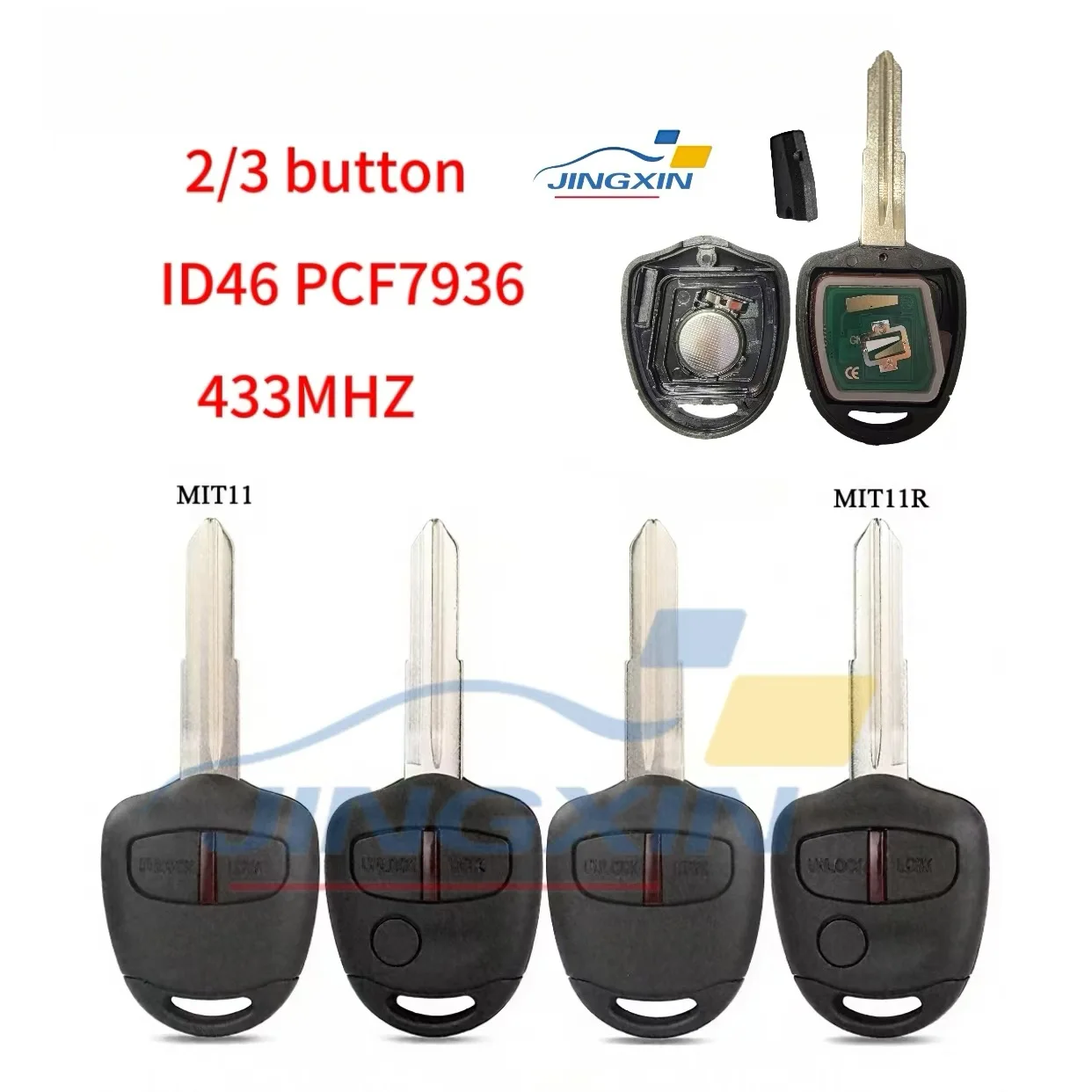 Jingxin MIT8/MIT11 ID46 433MHz Auto-Fernbedienungsschlüssel für Mitsubishi Outlander ASX Triton Lama Pajero Ersatz-Autoschlüssel/Autoschlüsselgehäuse – Detail 1