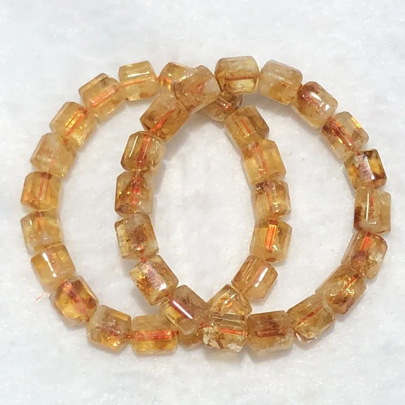 Rough Stone Citrine Shaped Bead Women's Single Circle Fashion All-Match Bulge Beads Bracelet Ornament Simple