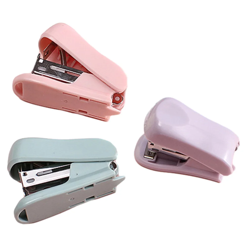 3pcs Mini Stapler Hand-held Abs Plastic Desk Office Supplies Student Stationery No Jam Small Manual
