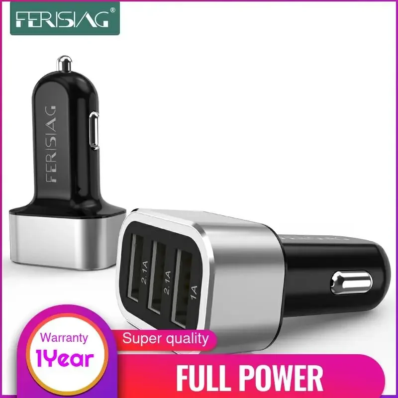

FERISING Universal 26W Car Charger 3 USB 5V/5.2A Charger Adapter Portable Car-Charger For iPhone12 LG Xiaomi huawei Phone Tablet