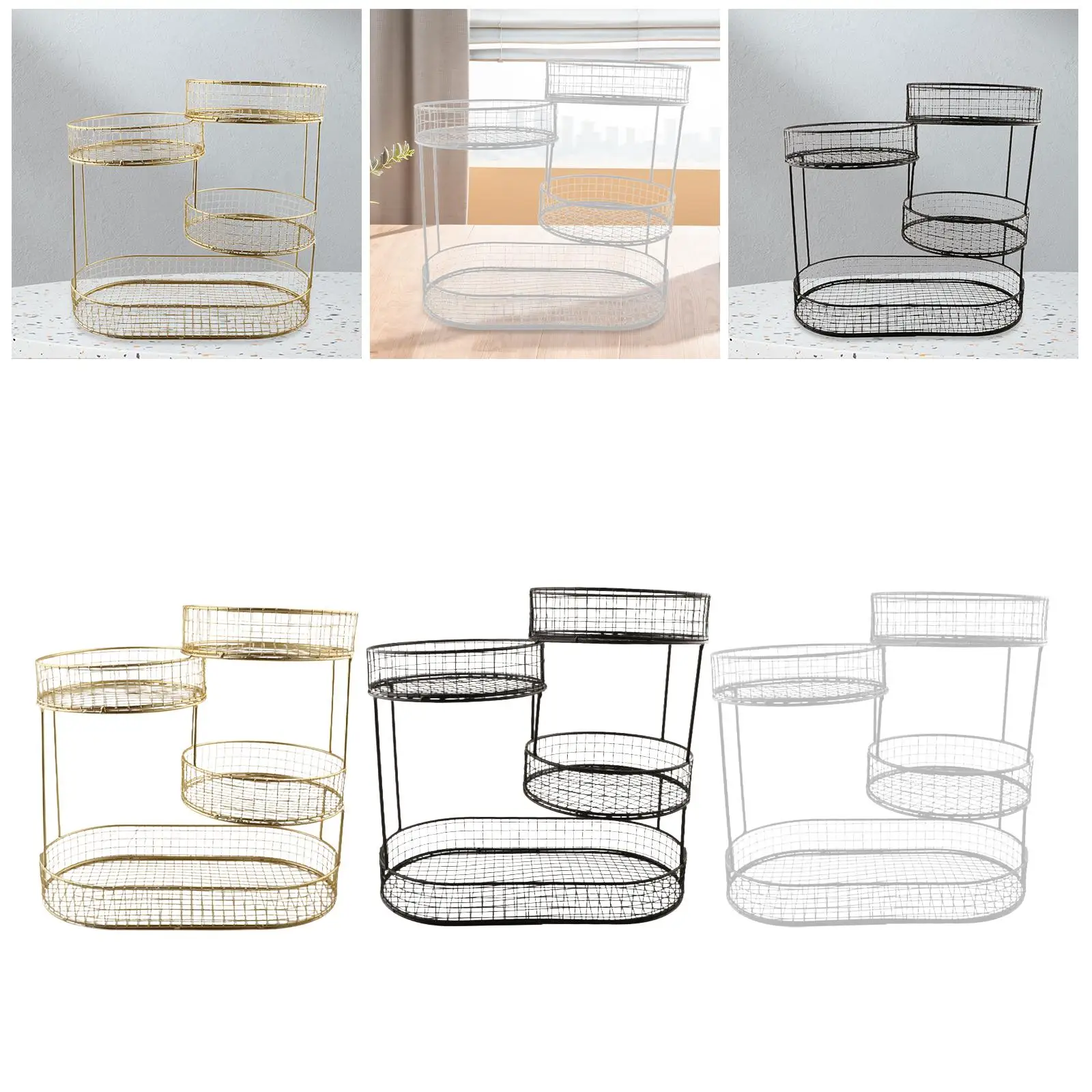 4 طبقات سلك سلة حامل متعدد الاستخدامات إنتاج حامل المنظم سلة الخبز رف الخضار لتخزين البطاطس الخضار البصل ريفي #4