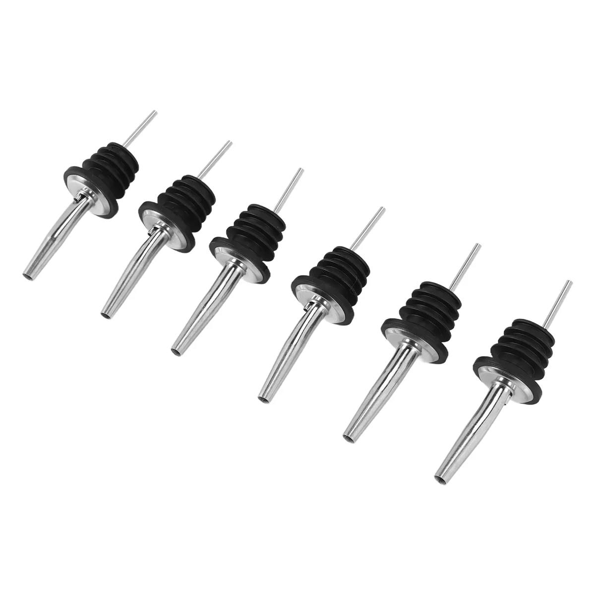 6Pcs Stainless Steel Spirit Wine Bottle Pourer Stopper Liquor Cocktail