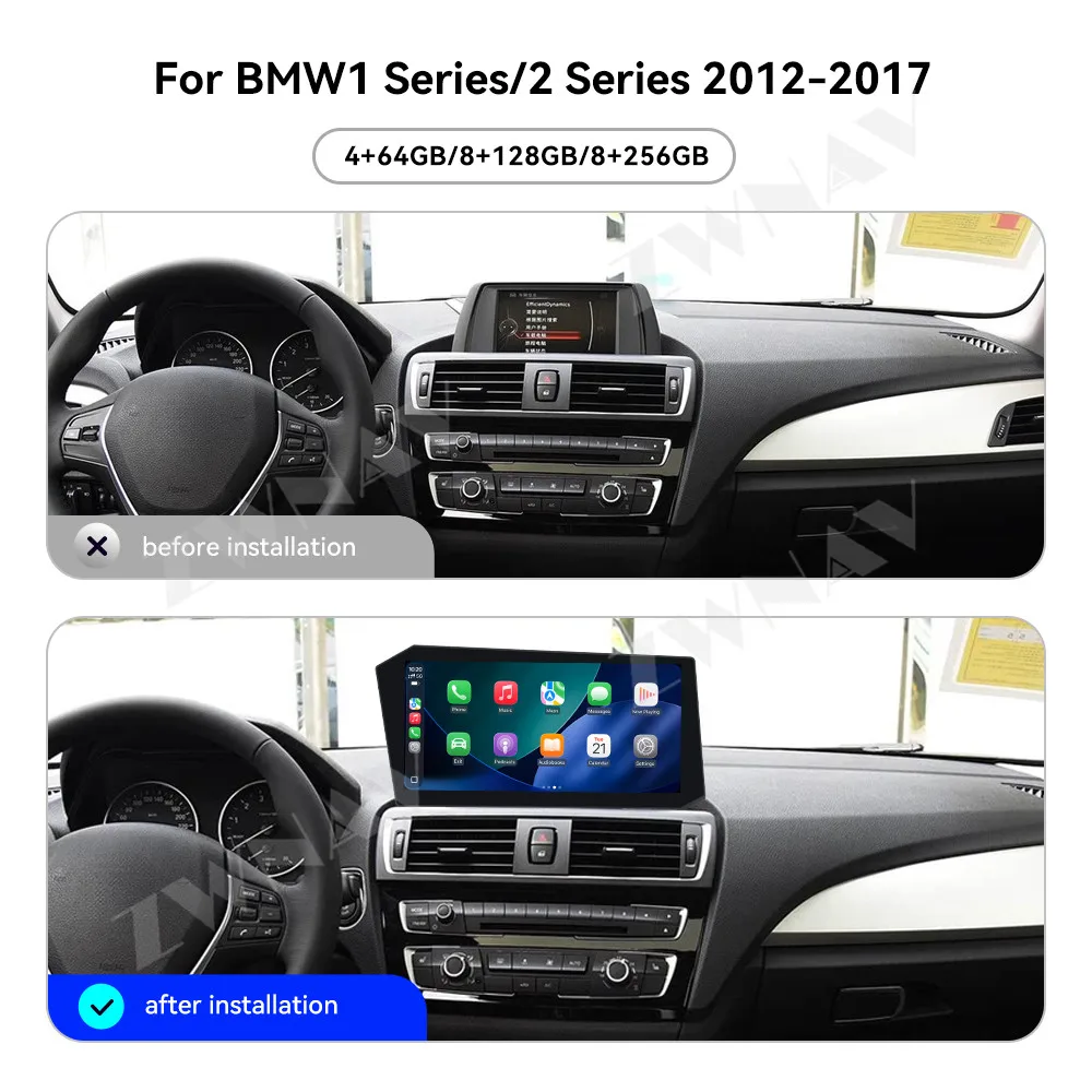 Popular 12.9 Inch Android 14 For BMW 1/2 Series 2012-2017 Car GPS Navigation CarPlay New Generation X-Screen Screen Head Unit