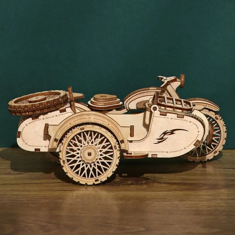 

3D Wooden Three-dimensional Puzzle Three-wheel Motorboat Tenon And Mortise Structure Building Block DIY Handmade Assembly Model