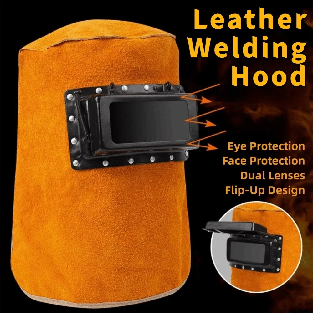 

Flip Open Lens Welding Helmet Mask Comfortable Breathable Leather Welding Hood Durable Sweat Absorption Welding Protection Mask