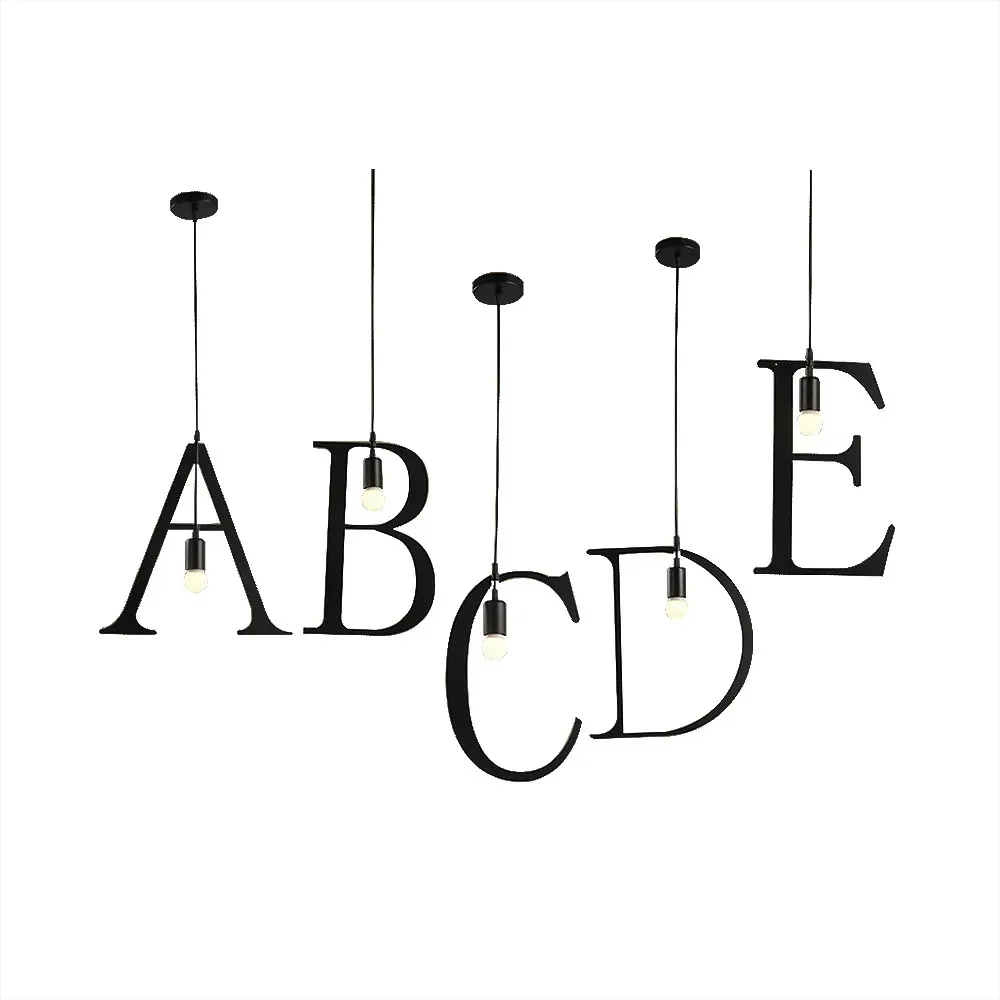 Creative Modern Pendant Lights Nordic Led Lamp E27 85-260v for Decor Lamps for Living Room Alphabet Shape Light Fixture