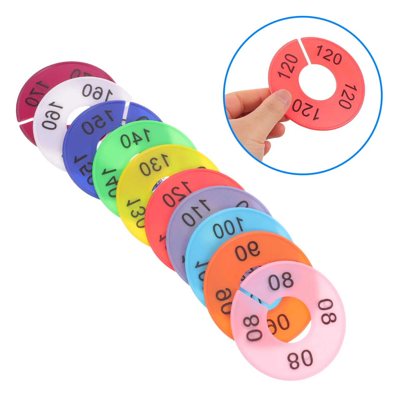 10Pcs Clothes Size Dividers Round Plastic Retail Rack Hangers Garment Closet Separators Visual Store Management