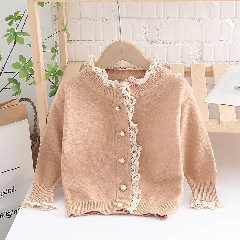 Girls Knitted Jackets Spring Autumn Children Woolen Coats Clothes For 1 2 3 4 5 6 Years Old Kids Cardigan Sweater Baby Tops 2023