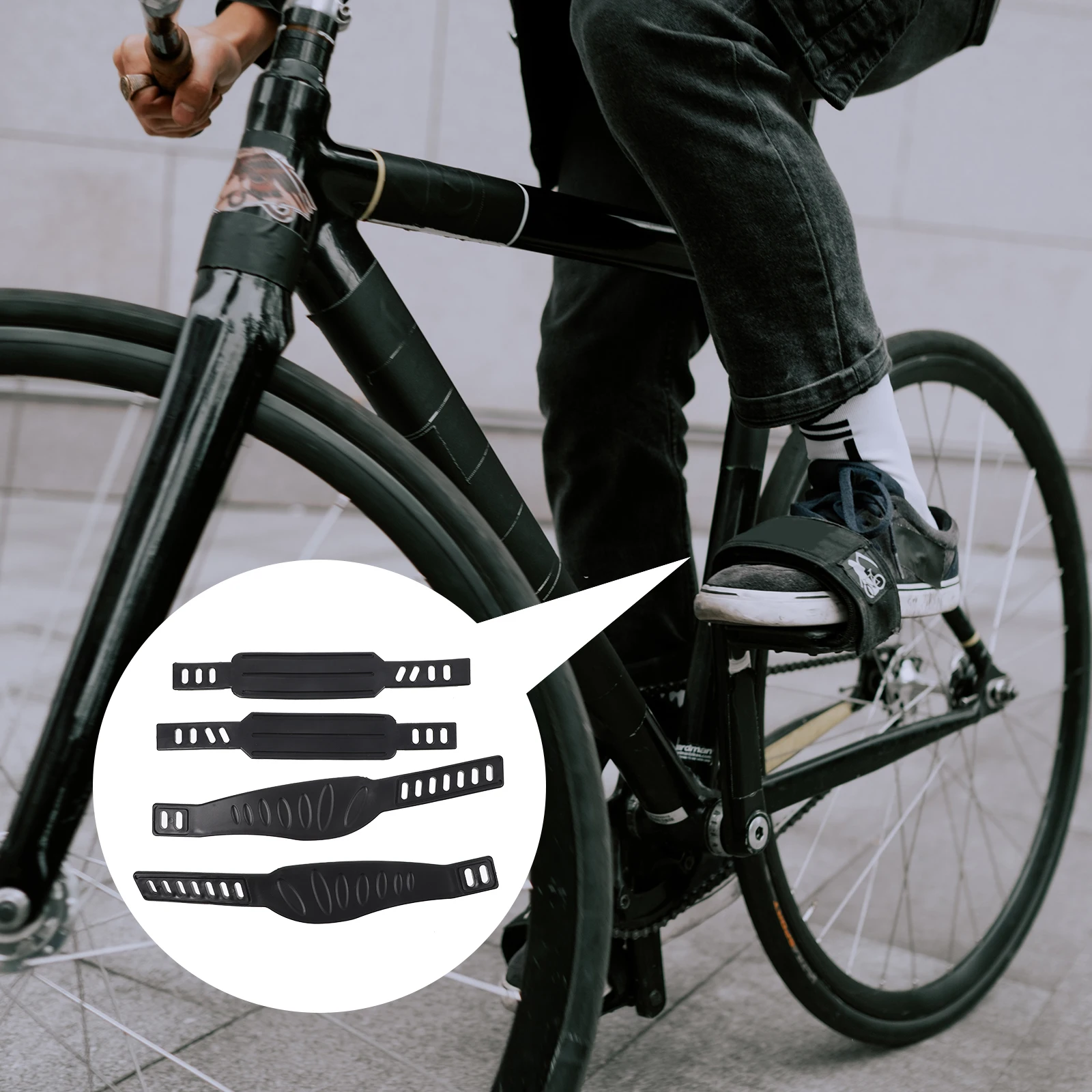 

4pcs 2 Pairs Adjustable Indoor-Cycling Pedal Light Exercise Bike Fixing Belts Anti-Slip Fitness Accessories Gym Home Use Cycling
