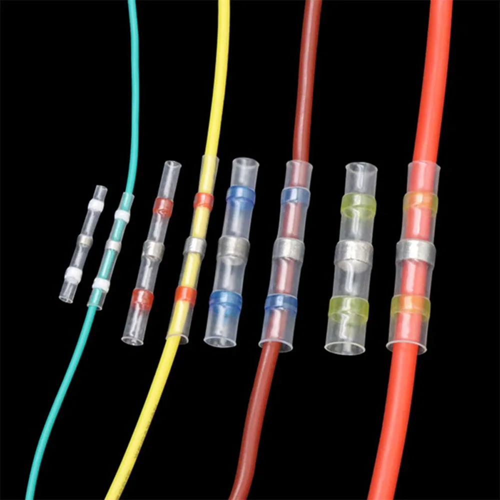 50/20 Pcs Heat Shrink Solder Connectors Electrical Waterproof Seal Heat Shrink Butt Terminals Solder Sleeve Wire Connectors