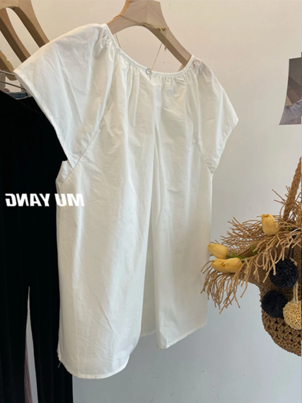 Ele Loose Dames irt Summer Faion Design Sensation ort Sve Babydoll Top Vintage Sle ronde Ne Casual Wear