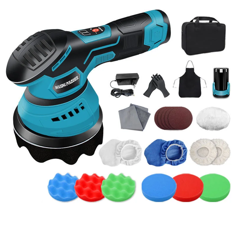 380W 12V Car Electric Polisher Rechargeable Waxing Machine Auto Polishing Machine Adjustable Speed Sander Waxing Tools