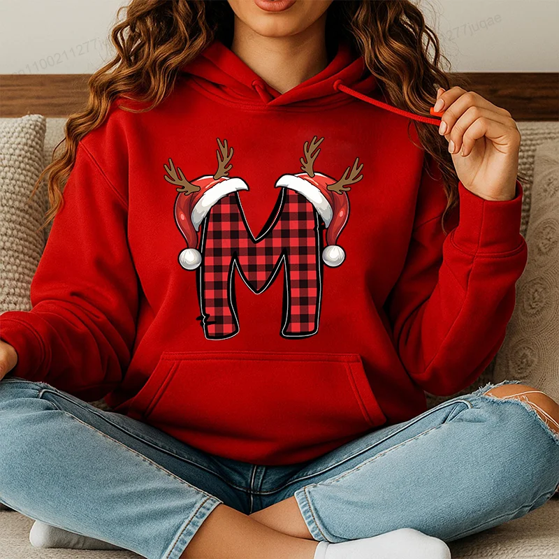 شخصية سانتا الأسرة عيد الميلاد هوديي المتناثرة الهيب هوب البلوز البلوز سانتا الأبجدية الرياضية اتجاهات الموضة للجنسين