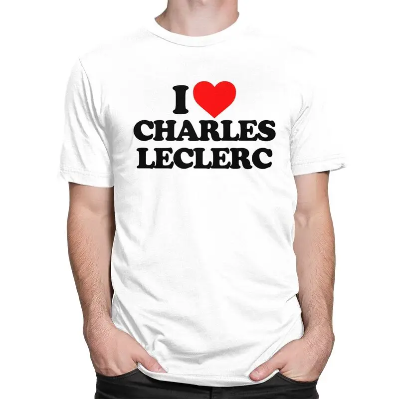 Custom I Love Charles Leclerc Tshirt for Men Short Sleeve Casual T Shirt Fashion T-shirt Fitted Soft Cotton Tee Tops Gift