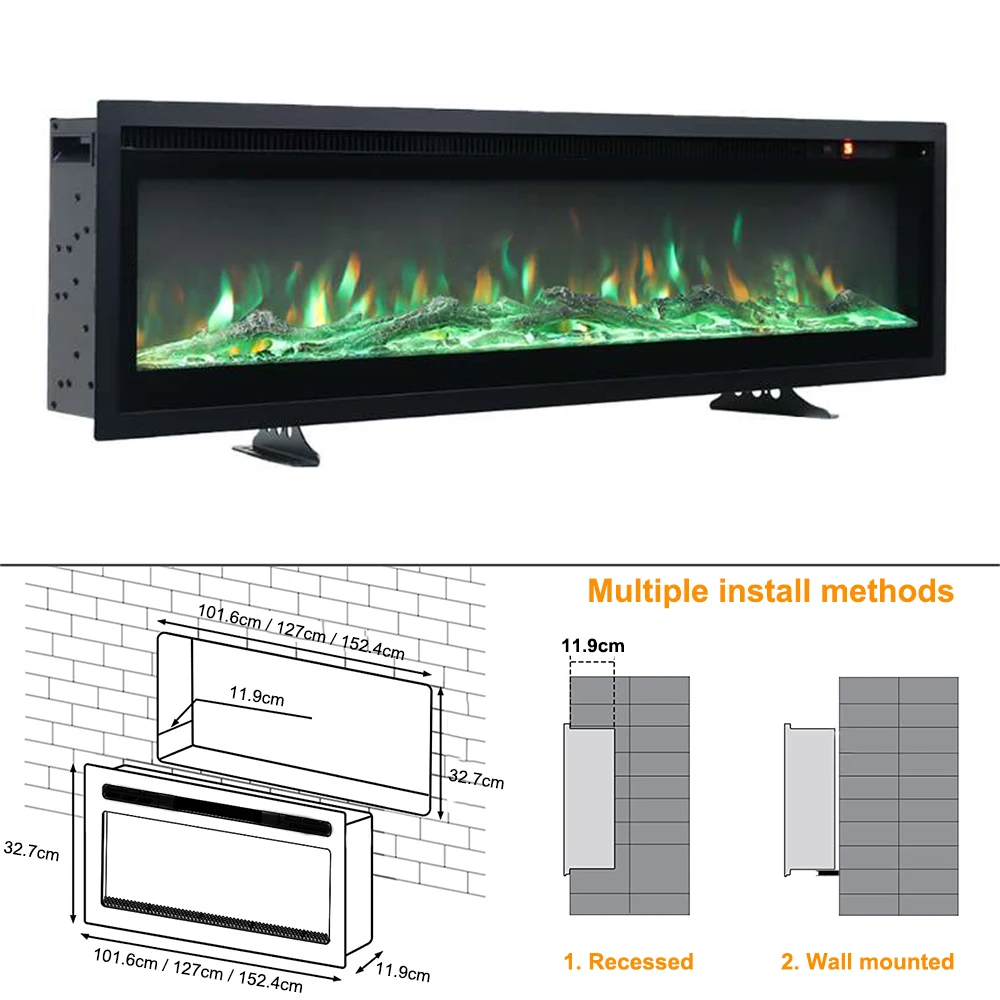 كارسكي الجديد ®   مدفأة كهربائية LED لهب الجدار الموقد 1800 واط المواقد الكهربائية التحكم عن بعد IF-1350TCL-GM 50 بوصة
