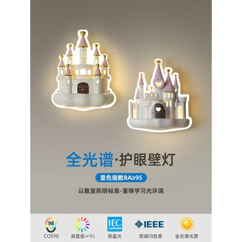 Modern Minimalist Castle Wall Lamp for Girls Bedroom Creative Princess Night Light Full Spectrum Eye Care Bedside Reading