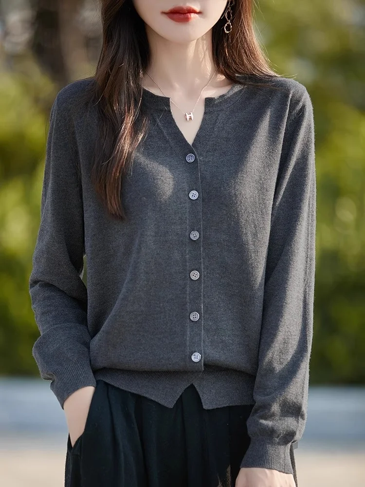 

Soft Skin-Friendly Knitted Open Cardigan Women's Loose V-Ne Korean Sle Spring Autumn New Sle Small irt Long Sve