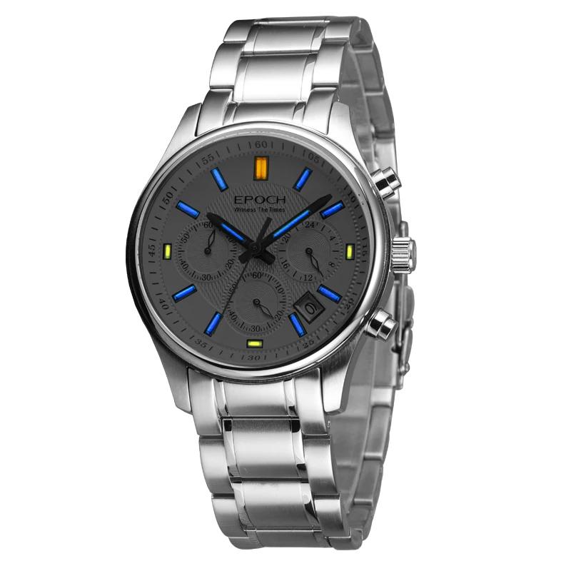 عصر الرجال ساعة كرونوغراف 40 مللي متر الرياضة الساعات كوارتز ساعة اليد مضيئة 100 متر مقاوم للماء الياقوت مرآة تاريخ الثلاثي ويندوز #3