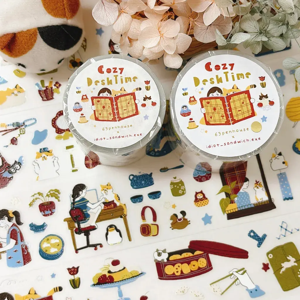 63penhouse Vintage Starry Whisper Cozy Desk Time Washi Paper Tape for Card Making DIY Scrapbooking Plan Decorative Sticker