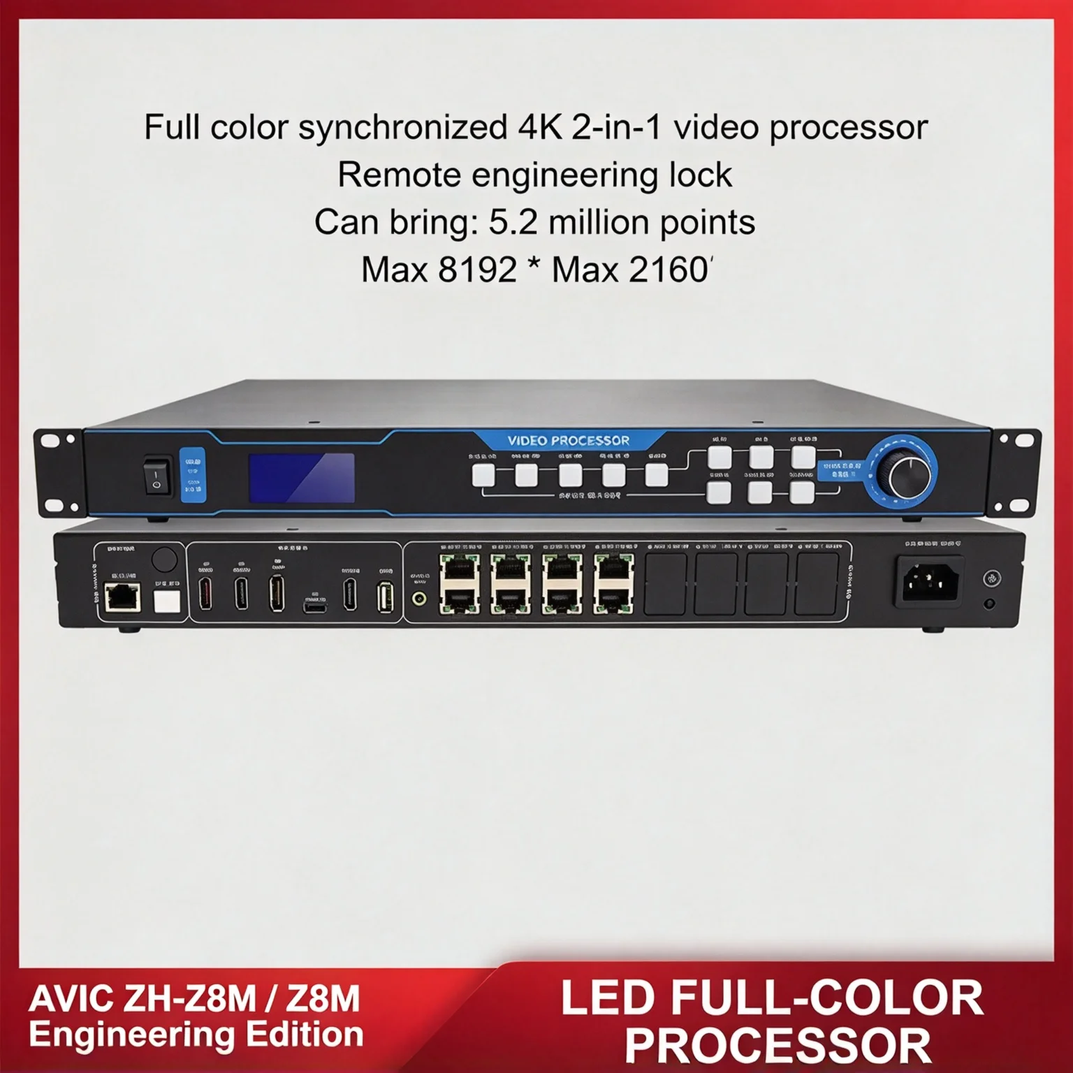 ZH-Z8M Full Color Dual Screen 4K Video Processor LED Control System Indoor Outdoor Max 5200000 Pixels LED Sign