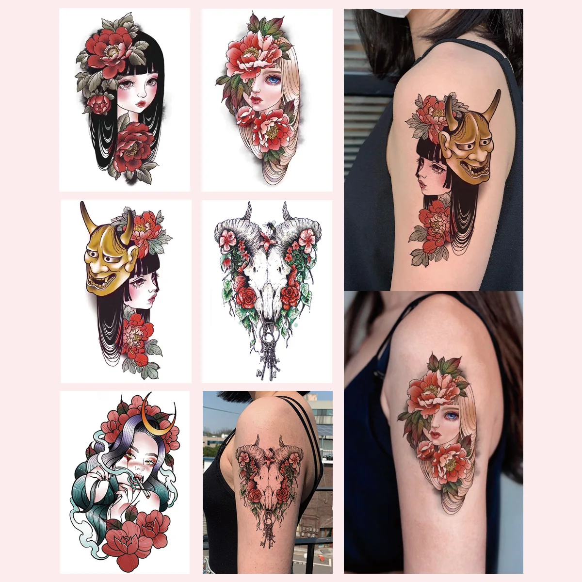 

TATTOO 5pcs NEW Y2K Punk Colored Patterns Temporary Tattoos Fake Waterproof Tatoo Body Art Arm Leg Tattoo Stickers