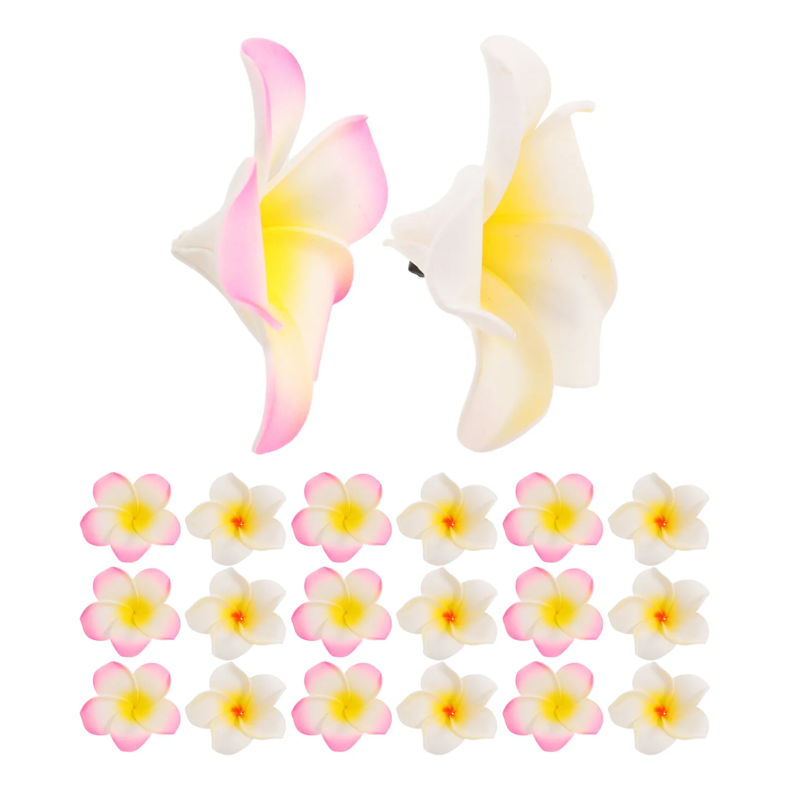 

24Pcs Artificial Flower Hair Clips Pink White Plumeria Foam Lightweight Tropical Beach Party Wedding Hair Accessories Holiday