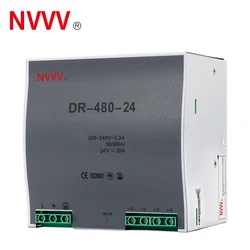 Nvvvシングル出力480w dinレールスイッチングタイプ産業用電源dc 24v 20a 48v 10a dr-480-48 dr-480-24