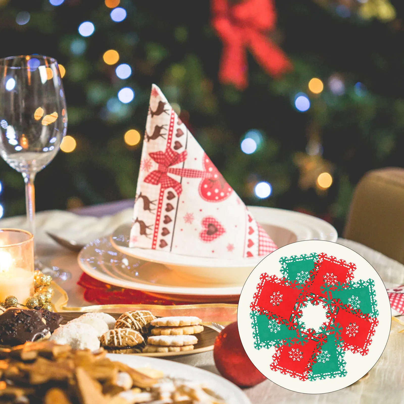 

24Pcs Christmas Themed Snowflake Place Mats Felt Table Protection Anti-Slip Home Restaurant Decorative Mat Place Mat